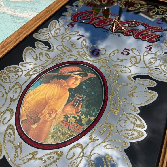 Vintage Enjoy Coca-Cola Mirrored Advertising Clock Framed - Picture 3 of 4